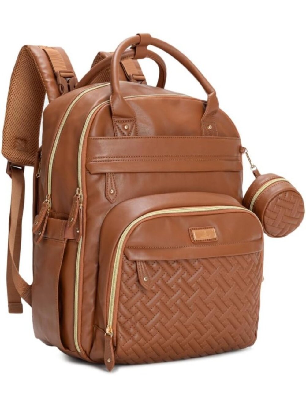 Stylish Leather Diaper Bag Backpack - Water Resistant, Multi-Function, Unisex